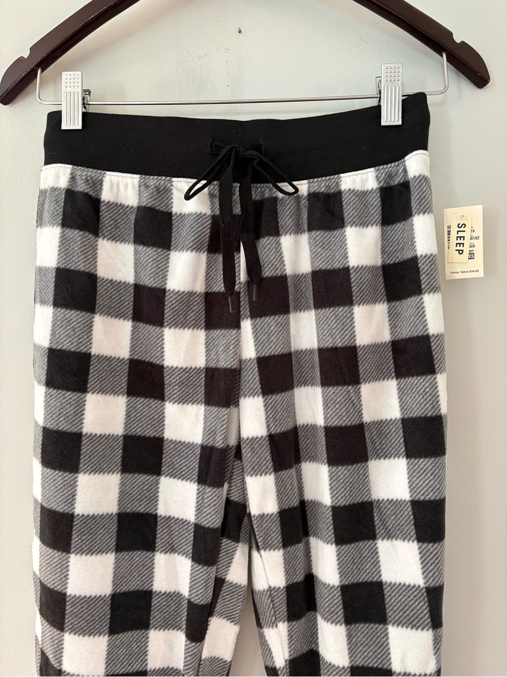 Aeropostale Gray Black Buffalo Plaid Polyfleece Sleep Joggers Sz XS Clean Girl - Picture 3 of 8